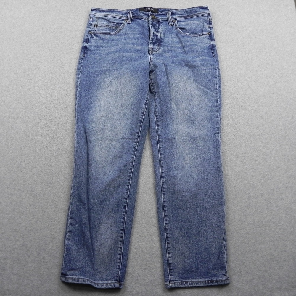 Liverpool Jeans Womens 12/31 The Keeper Boyfriend Button Fly Stretch Denim Blue